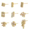 Wholesale 1 Pair Casual Elegant Simple Style Solid Color Plating Inlay Copper Zircon 18k Gold Plated Ear Studs