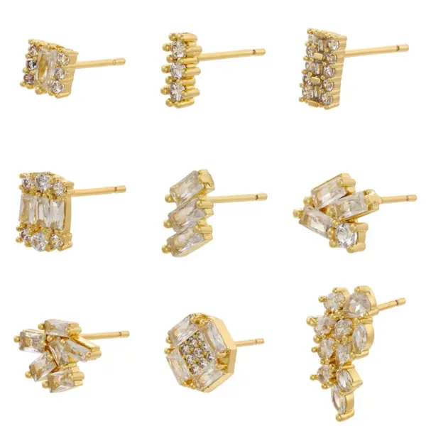 Wholesale 1 Pair Casual Elegant Simple Style Solid Color Plating Inlay Copper Zircon 18k Gold Plated Ear Studs