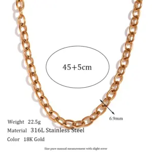 6.9mm Cross Chain-B39 Six-Claw Diamond Gold Necklace-45cm+5cm