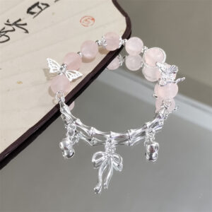 Pink moon bead half bracelet bow bracelet