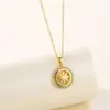 Wholesale Water Plating Vacuum Plating Real Gold Plated 18K Gold Geometric Circle Flower 304 Stainless Steel Titanium Steel Artistic Waterproof Non Tarnish 201 Stainless Steel Pendant Necklace