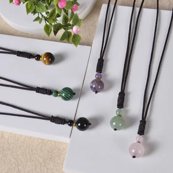 Wholesale Ethnic Style Geometric Malachite Tiger Eye Obsidian Necklace 1 Piece