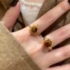 Wholesale Golden Sun Flower Tiger Eye Ring Women's 2025 New High-grade Sense Ring Niche Design Unique Ring