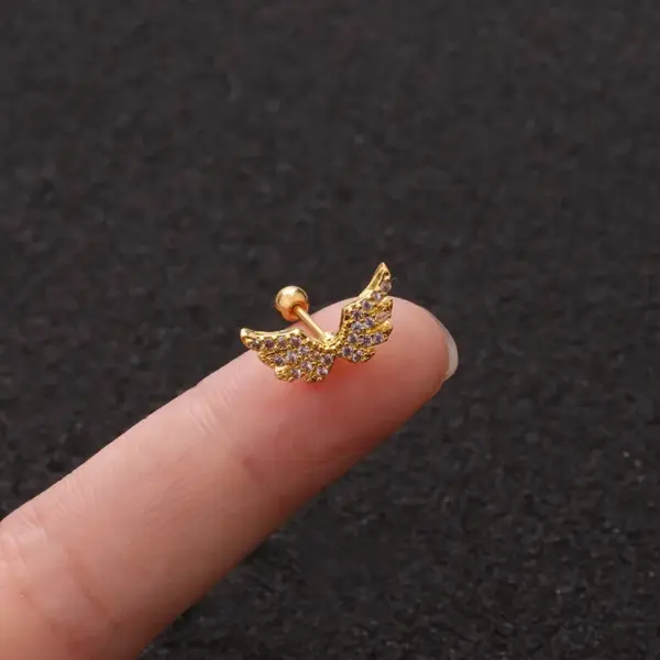 Wholesale Copper Ear Cartilage Rings & Studs Wings Waterproof Non Tarnish Surgical Steel