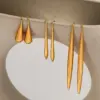 Wholesale PVD Coated 18K Gold Real Gold Plated Solid Color 304 Stainless Steel Simple Style Waterproof Non Tarnish Drop Earrings
