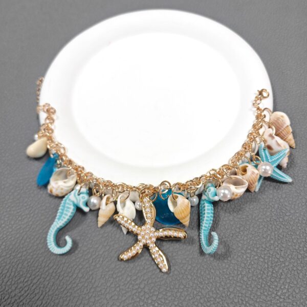 Wholesale Trendy Bohemian Ocean Style Bracelet with Starfish, Shell, and Pearl Bag Chain and Shoe Chain