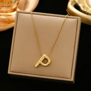 337 Letter P Snake Bones Chain-Gold