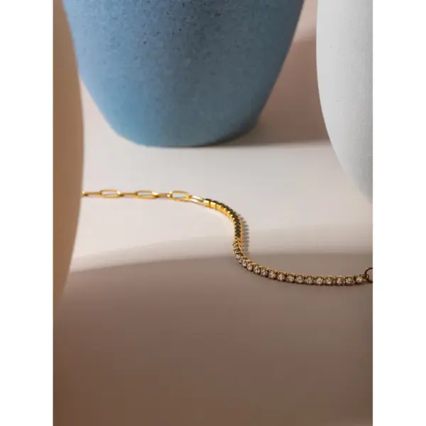 304 Stainless Steel Geometric PVD Coated Zircon Real Gold Plated Basic Modern Style Classic Style Waterproof Non Tarnish Inlay Bracelets