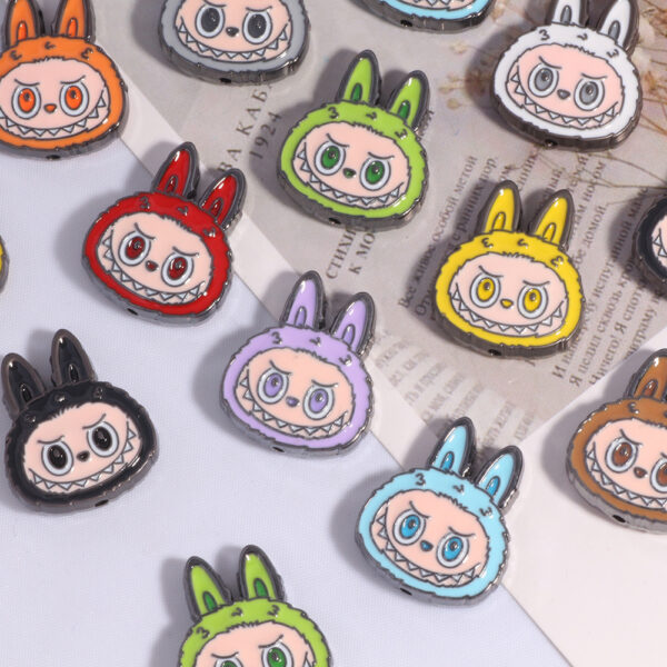 Wholesale New DIY straight hole beads cute cartoon anime labubu decoration mobile phone chain key chain bag chain accessories