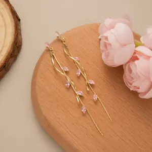 E2500-2/Gold-Pink Diamond Inlay