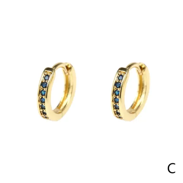 Wholesale Fashion Round Gold Plated Copper Zircon Hoop Earrings