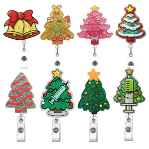 oly-b68de7a0012ebf5f41e40c2d61e41cf6 Wholesale Acrylic Christmas Cartoon Badge Clip Christmas Tree Clip