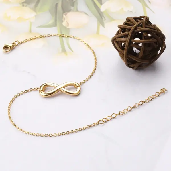 Wholesale Basic Simple Style Infinity Stainless Steel Women's Anklet