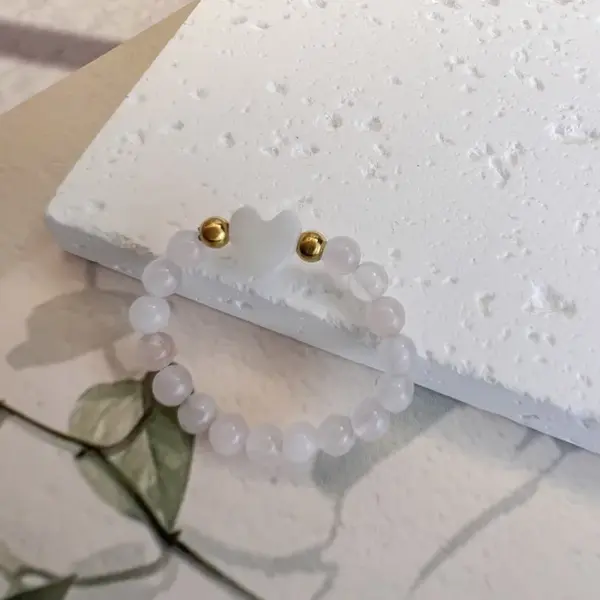 Wholesale Sweet Heart Shape Natural Stone Handmade Women's Rings