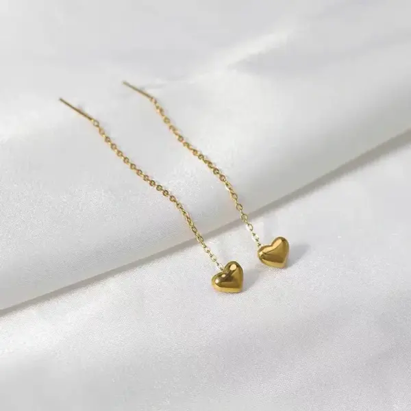 Wholesale PVD Coated 18K Gold Plated Heart 304 Stainless Steel Luxurious Waterproof Non Tarnish Earrings