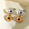 PVD Coated Real Gold Plated 14K Gold Solid Color 304 Stainless Steel Simple Style Solid Color Waterproof Non Tarnish Drop Earrings