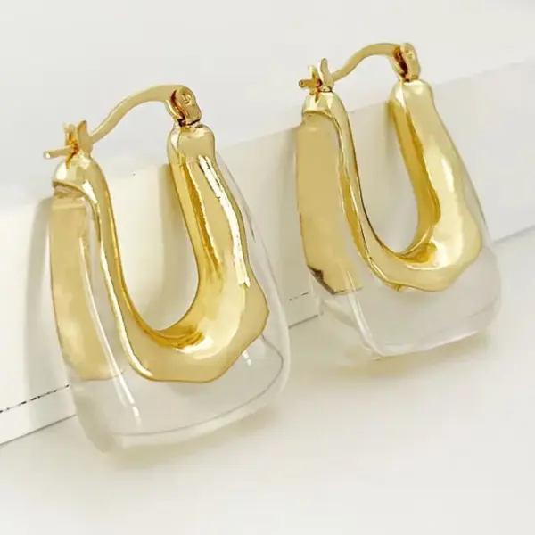 Wholesale 1 Pair Simple Style U Shape Patchwork Copper Earrings