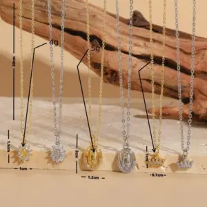 Wholesale Cute Simple Style Commute Human Crown Copper 14k Gold Plated White Gold Plated Zircon Pendant Necklace In Bulk