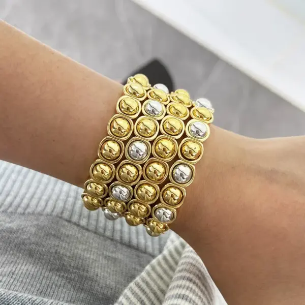 Wholesale Simple Style Color Block Solid Color Alloy 18K Gold Plated Stainless Steel Bracelets In Bulk