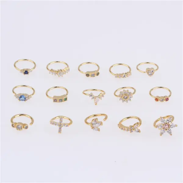 Wholesale Simple Style Round Heart Shape Flower Metal Plating Inlay Zircon Nose Ring 1 Piece