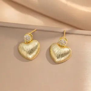 244 Texture Love Heart Earrings / Gold