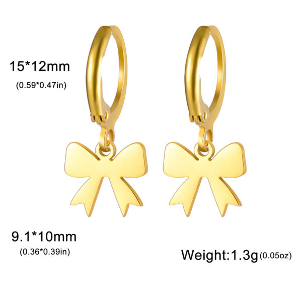 Wholesale Cute Small Bow Hanging Earrings Women's Girls Stainless Steel Bow Tie Hoop Earrings Sweet Jewelry Birthday Gift