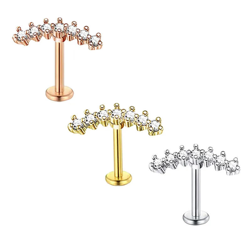 Wholesale Simple Style Geometric Stainless Steel Zircon Ear Studs 1 Piece