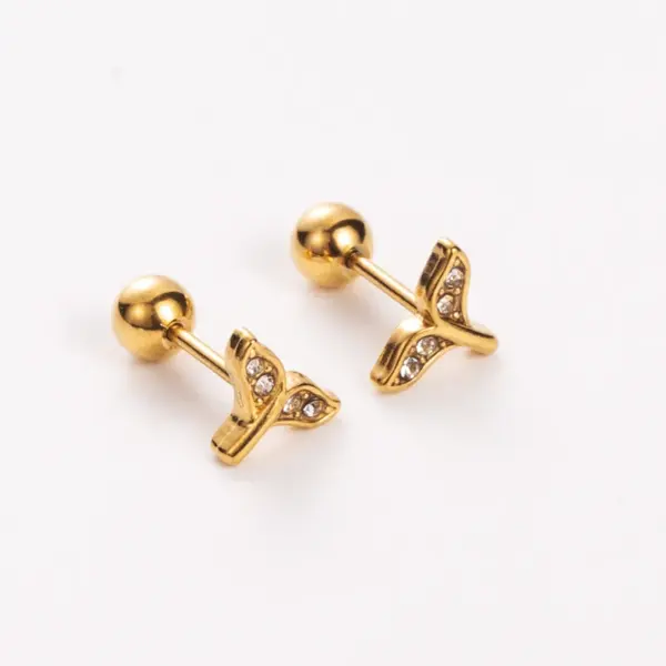 Wholesale PVD Coated Real Gold Plated 14K Gold Heart Shape Mushroom Planet 304 Stainless Steel Simple Style Shiny Waterproof Non Tarnish Ear Studs