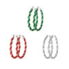 Wholesale Christmas Red, Green and White Twisted Earrings