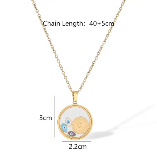Wholesale PVD Coated Devil's Eye 304 Stainless Steel Simple Style Commute Waterproof Non Tarnish 304 Stainless Steel Pendant Necklace