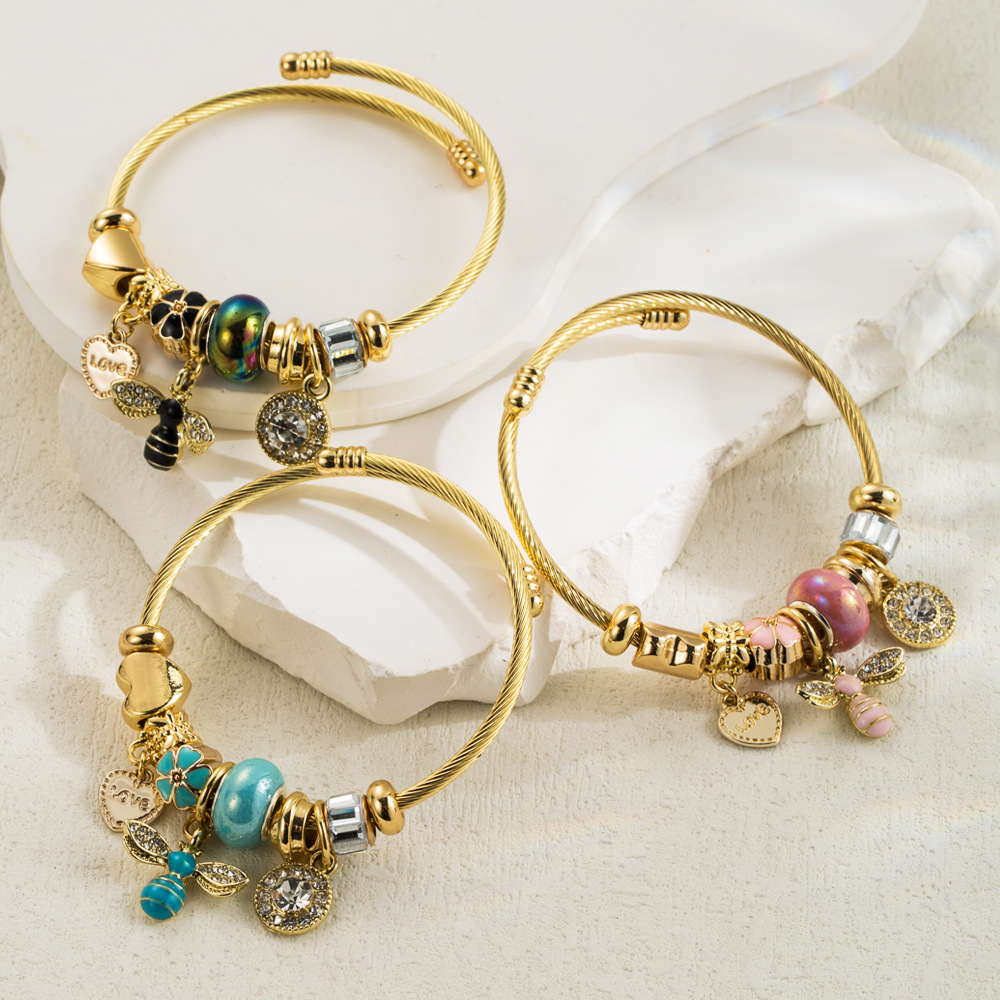 Wholesale bracelet honey ipping oil diamond colored glaze decorative bracelet foreign trade