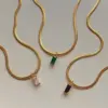 Wholesale 667 Stainless Steel Copper Vacuum Furnace Outer 18K Gold Plated Retro Inlaid Zircon Geometric Rhinestones Pendant Necklace