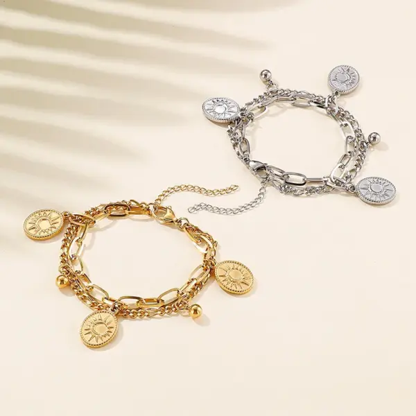 PVD Coated 18K Gold Plated Geometric Titanium Steel Fashion Waterproof Non Tarnish 304 Stainless Steel Bracelets