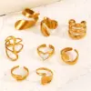 304 Stainless Steel Geometric Rack Plated Long-Lasting Plated Ion Plating (IP) 18K Gold Plated IG Style Waterproof Non Tarnish Surgical Steel Enamel Open Rings