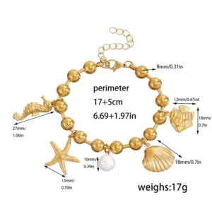 Gold Beaded / 18+5cm / Bracelets