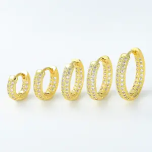 1 Piece Simple Style Round Plating Inlay Brass Zircon 18k Gold Plated Silver Plated Huggie Earrings