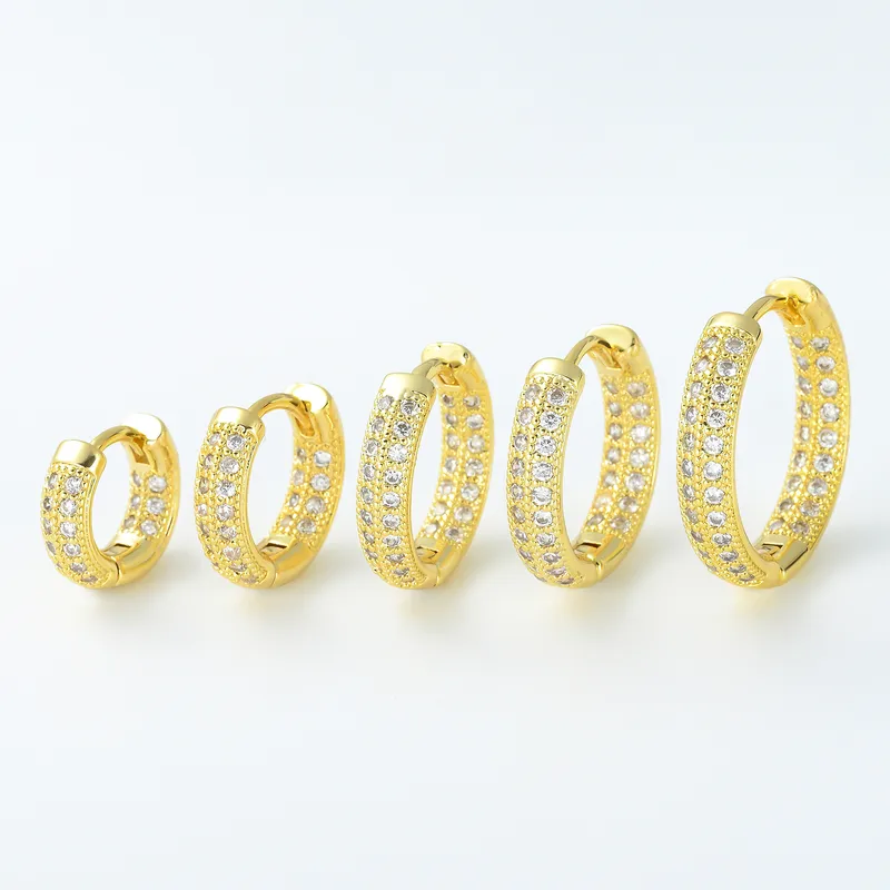 Wholesale 1 Piece Simple Style Round Plating Inlay Brass Zircon 18k Gold Plated Sier Plated Hie Earrings