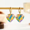 Wholesale Stainless Steel Heart Shape PVD Coated Real Gold Plated 18K Gold Elegant Luxurious Enamel Colour Earrings