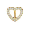 1 Piece Belly Rings Simple Style Classic Style Heart Shape 304 Stainless Steel Inlay Zircon Belly Rings