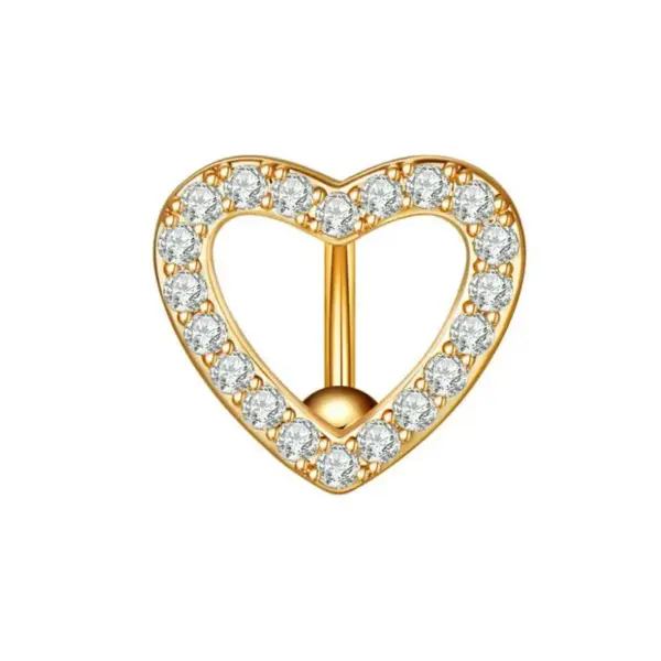1 Piece Belly Rings Simple Style Classic Style Heart Shape 304 Stainless Steel Inlay Zircon Belly Rings