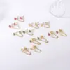 Wholesale Fashion Flower Copper Ear Studs Flowers Artificial Gemstones Copper Earrings