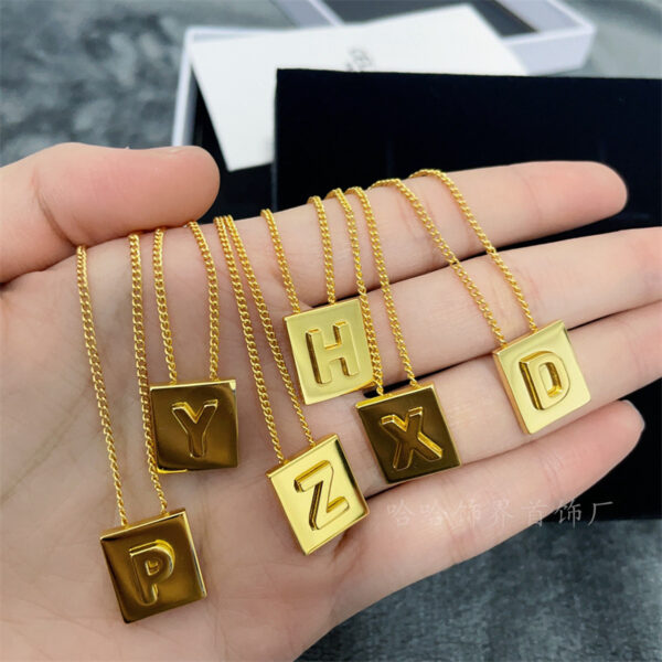 Wholesale CELI Arc de Triomphe small square 26 letter necklace family name square brand European and American pendant light luxury niche design