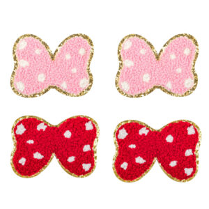 Wholesale Chenille Bow Cloth Patch Plush Embroider Patch Seam-Free Washable Cute Patch Embroider Decorative Cloth Patch