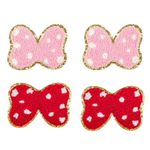 Wholesale Chenille Bow Cloth Patch Plush Embroider Patch Seam-Free Washable Cute Patch Embroider Decorative Cloth Patch