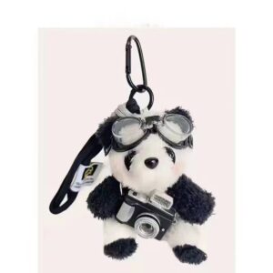 [black and white panda flash camera glasses]//black rope
