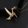 Wholesale Simple Style Bird Copper Inlay Zircon Pendant Necklace