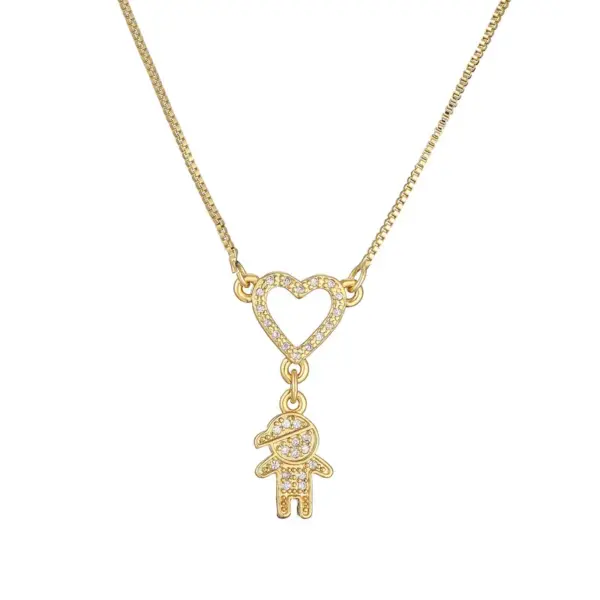 Wholesale Ig Style Simple Style Human Heart Shape Copper Gold Plated Zircon Pendant Necklace In Bulk