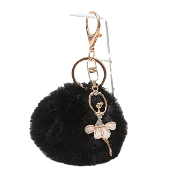 oly-b704df55b23a2c7c91211e1b9ee4f0ff Wholesale Cute rhinestone angel ballet girl fur ball keychain pendant imitation rex rabbit fur ball bag ornaments