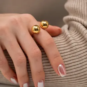 Wholesale Jewelry INS Style Simple Style Ball 304 Stainless Steel PVD Coated Plating Open Ring