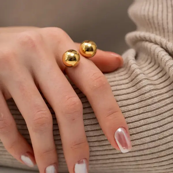 Wholesale Jewelry INS Style Simple Style Ball 304 Stainless Steel PVD Coated Plating Open Ring